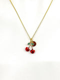 Gold Red Cherry Charm Necklace Foodie Gifts, Personalized Customized Gifts, N5274