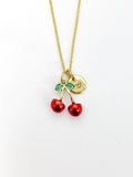 Gold Red Cherry Charm Necklace Foodie Gifts, Personalized Customized Gifts, N5274