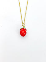 Gold Red Cherry Tomato Charm Necklace Foodie Gifts, Personalized Customized Gifts, N5275