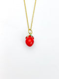 Gold Red Cherry Tomato Charm Necklace Foodie Gifts, Personalized Customized Gifts, N5275