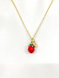 Gold Red Cherry Tomato Charm Necklace Foodie Gifts, Personalized Customized Gifts, N5275