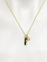 Gold Green Bamboo Stick Charm Necklace Good Luck Gifts, Personalized Customized Gifts, N5276