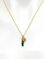 Gold Green Bamboo Stick Charm Necklace Good Luck Gifts, Personalized Customized Gifts, N5276