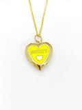 Gold Sweet Yellow Heart Locket Charm Necklace Birthday Teen Girl Gifts, Personalized Customized Gifts, N5278A