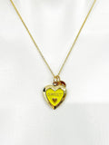 Gold Sweet Yellow Heart Locket Charm Necklace Birthday Teen Girl Gifts, Personalized Customized Gifts, N5278A