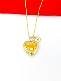 Gold Sweet Orange Heart Locket Charm Necklace Birthday Teen Girl Gifts, Personalized Customized Gifts, N5278E