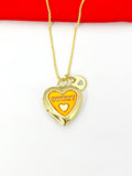 Gold Sweet Orange Heart Locket Charm Necklace Birthday Teen Girl Gifts, Personalized Customized Gifts, N5278E