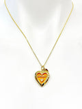 Gold Sweet Orange Heart Locket Charm Necklace Birthday Teen Girl Gifts, Personalized Customized Gifts, N5278E