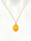 Gold Oval Small Orange Locket Charm Necklace Birthday Teen Girl Gifts, Personalized Customized Gifts, N5279B