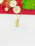 Gold Bee Charm Necklace, Personalized Initial Pendant