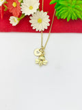 Gold Bee Charm Necklace, Personalized Initial Pendant