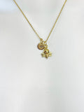 Gold Bee Charm Necklace, Personalized Initial Pendant