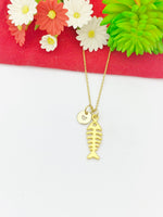 Gold Fishbone Charm Necklace Fishbone Jewelry Gifts, Personalized Customized Gifts, N5347
