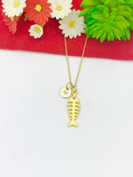 Gold Fishbone Charm Necklace Fishbone Jewelry Gifts, Personalized Customized Gifts, N5347