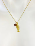Gold Fishbone Charm Necklace Fishbone Jewelry Gifts, Personalized Customized Gifts, N5347