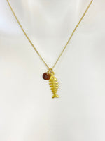 Gold Fishbone Charm Necklace Fishbone Jewelry Gifts, Personalized Customized Gifts, N5347