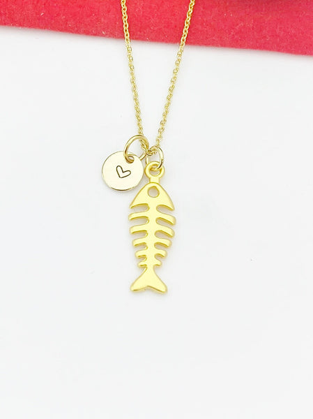 Gold Fishbone Charm Necklace Fishbone Jewelry Gifts, Personalized Customized Gifts, N5347