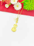 Gold Violin Viola Charm Necklace, Musical Instrument Jewelry Gifts, Personalized Customized Gifts, N5349