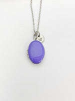 Silver Oval Small Purple Locket Charm Necklace, Birthday Teen Girl Gifts, Personalized Customized Gifts, N5279G