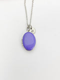 Silver Oval Small Purple Locket Charm Necklace, Birthday Teen Girl Gifts, Personalized Customized Gifts, N5279G