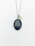 Silver Oval Small Black Locket Charm Necklace Birthday Teen Girl Gifts, Personalized Customized Gifts, N5279H
