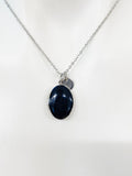 Silver Black Locket Charm Necklace, Personalized Initial Gift, N5279H