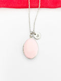 Silver Oval Small Pink Locket Charm Necklace Birthday Teen Girl Gifts, Personalized Customized Gifts, N5279J