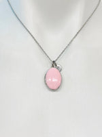 Silver Oval Small Pink Locket Charm Necklace Birthday Teen Girl Gifts, Personalized Customized Gifts, N5279J