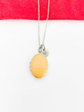 Silver Oval Small Orange Locket Charm Necklace Birthday Teen Girl Gifts, Personalized Customized Gifts, N5279K