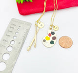 Gold Artist Paintbrush Palette Charm Necklace, N4980A