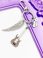 Brother Guitar Guardian Angel Wing Keychain Personalized Customized Jewelry Gifts, N4465A