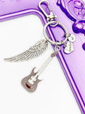 Brother Guitar Guardian Angel Wing Keychain Personalized Customized Jewelry Gifts, N4465A