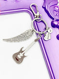 Brother Guitar Guardian Angel Wing Keychain Personalized Customized Jewelry Gifts, N4465A