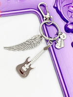 Brother Guitar Guardian Angel Wing Keychain Personalized Customized Jewelry Gifts, N4465A