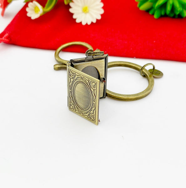 Locket Keychain, Bronze Book Locket, Locket Jewelry, Personalized Gift, Best Friend Gift, Girlfriend Gift, Sister Gift, N1513A