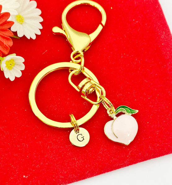 Pink Peach Keychain Girlfriends Gifts, Personalized Customized Jewelry Gifts, N1236G