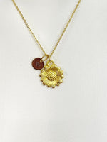 Gold Sunflower Charm Necklace Sun Flower Jewelry Gifts, Personalized Customized Gifts, N5352