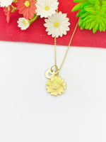 Gold Sunflower Charm Necklace Sun Flower Jewelry Gifts, Personalized Customized Gifts, N5352