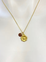 Gold Sunflower Charm Necklace Sun Flower Jewelry Gifts, Personalized Customized Gifts, N5352