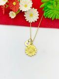 Gold Sunflower Charm Necklace Sun Flower Jewelry Gifts, Personalized Customized Gifts, N5352