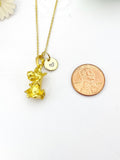 Gold Chinese Zodiac Signs Cute Ox Cow Charm Necklace Birthday Teen Girl Gifts, Personalized Customized Gifts, N5284