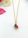 Gold Red Watermelon Charm Necklace Birthday Teen Girl Gifts, Personalized Customized Gifts, N5289