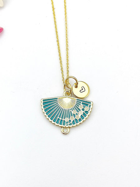 Gold Folding Fan Blossom Charm Necklace Birthday Teen Girl Gifts, Personalized Customized Gifts, N5291