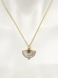 Gold Folding Fan Blossom Charm Necklace Birthday Teen Girl Gifts, Personalized Customized Gifts, N5291B