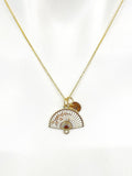 Gold Folding Fan Cherry Blossom Charm Necklace Birthday Teen Girl Gifts, Personalized Customized Gifts, N5291C