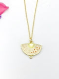 Gold Folding Fan Cherry Blossom Charm Necklace Birthday Teen Girl Gifts, Personalized Customized Gifts, N5291D