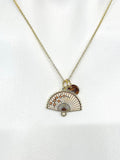 Gold Folding Fan Cherry Blossom Charm Necklace, Birthday Teen Girl Gifts, Personalized Customized Gifts, N5291E