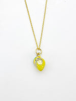 Gold Lemon with Ladybug Charm Necklace Birthday Teen Girl Gifts, Personalized Customized Gifts, N5293