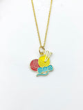 Gold Knitting Ball of Yarn Charm Necklace Birthday Teen Girl Gifts, Personalized Customized Gifts, N5294