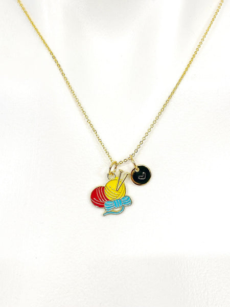 Gold Knitting Ball of Yarn Charm Necklace Birthday Teen Girl Gifts, Personalized Customized Gifts, N5294